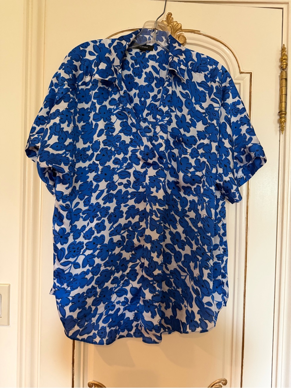 Alfani Blue and White Floral Blouse